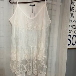 White laced spaghetti strap